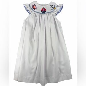 BE MINE Girls Sleeveless Smocked Nautical Dress - 4T